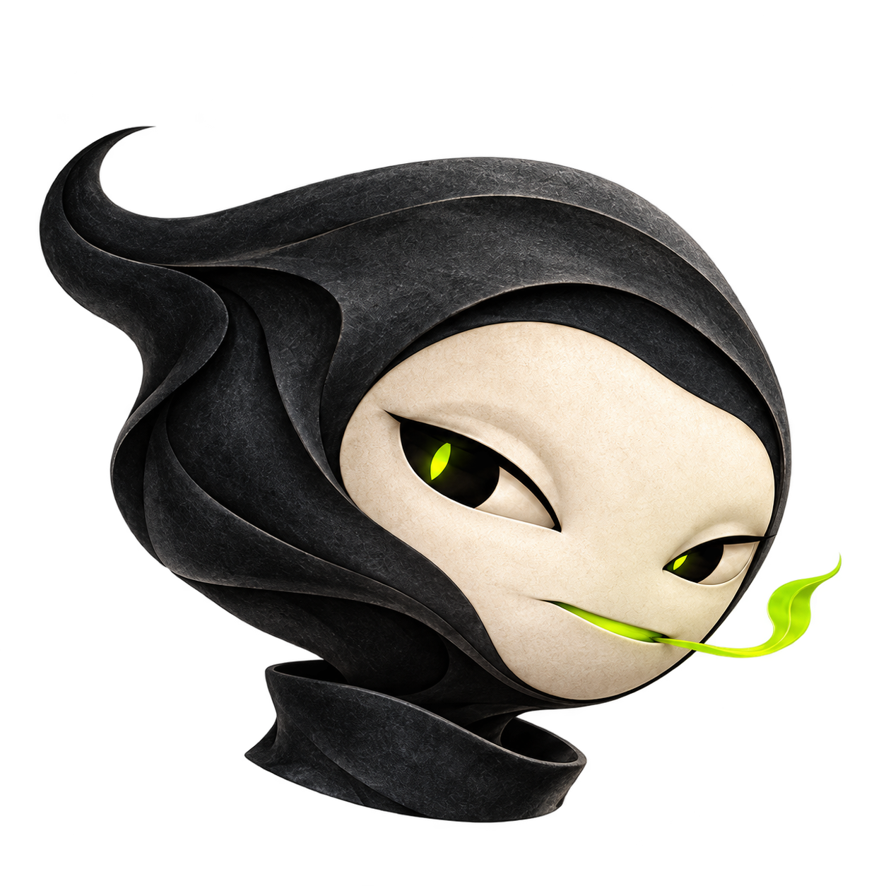The gozzip whisper keeper, with luminous green eyes